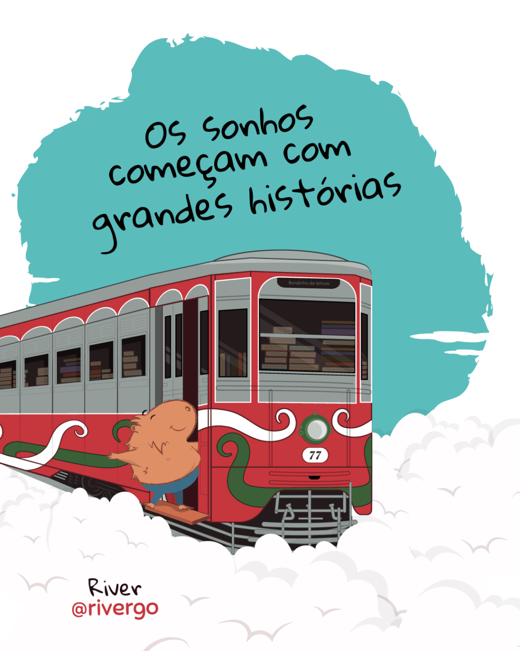 River descobrindo o Bondinho da Leitura em Curitiba 