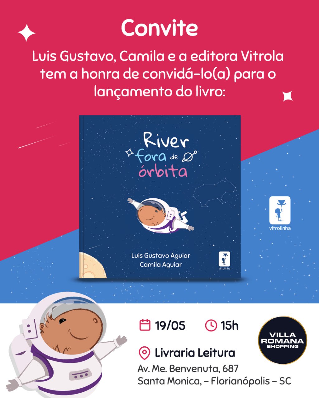 Lançamento do livro: River fora de órbita no Villa Romana Shopping&nbsp;!